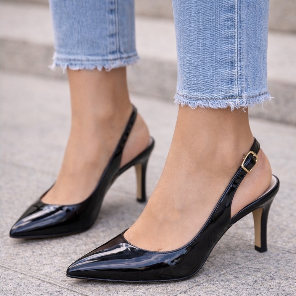 Elegant Black Slingback Heels-Franco Sarto